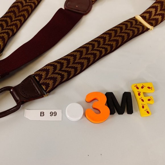 CAS GERMANY Men's Red Khaki Suspender Button Y Back Weaving Gold Hardware Buckle - Picture 10 of 11